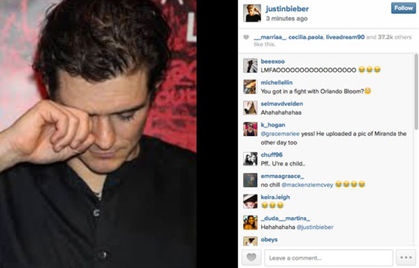 Orlando Bloom, Justin Bieber Instagram Orlando Bloom, Justin Bieber Instagram
